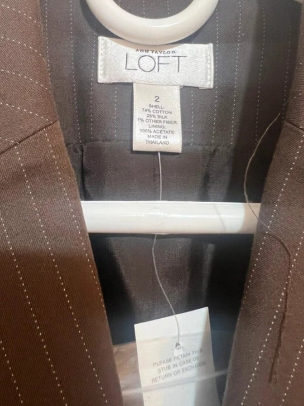 Loft brown pinstripe jacket/blazer - Picture 3 of 4